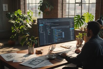 A high-angle wide shot of a minimalist