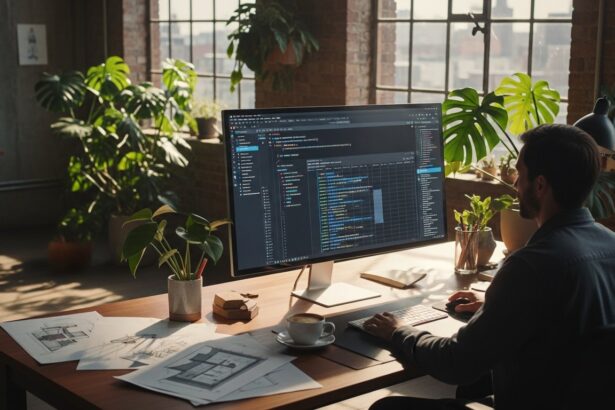 A high-angle wide shot of a minimalist