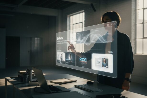 wide shot of a creative strategist standing in a sun-drenched