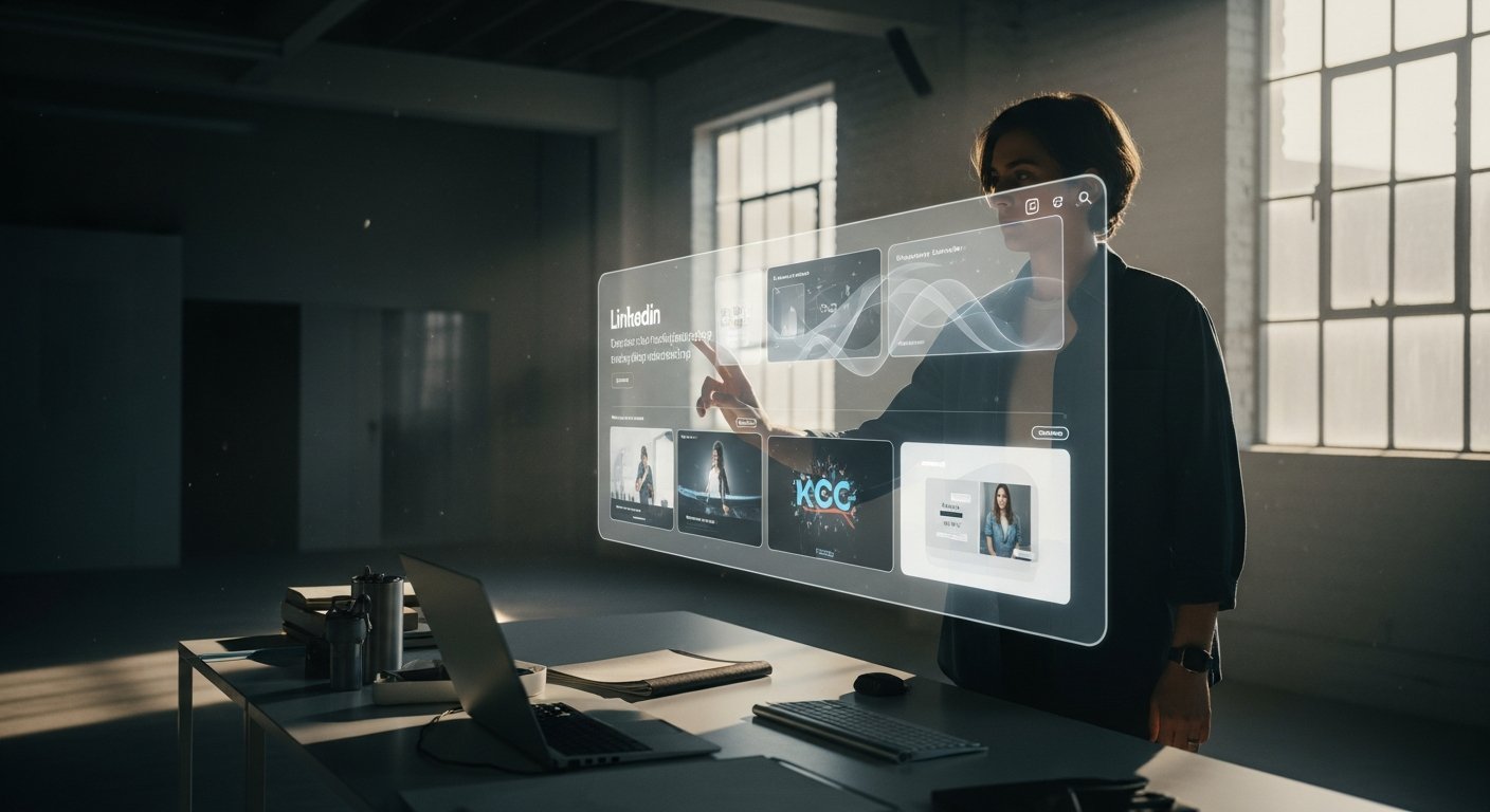 wide shot of a creative strategist standing in a sun-drenched