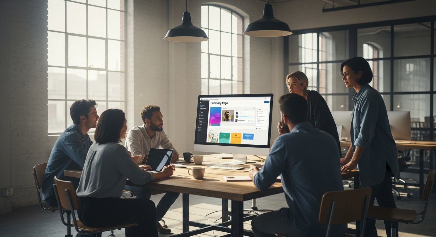 A wide shot of a modern