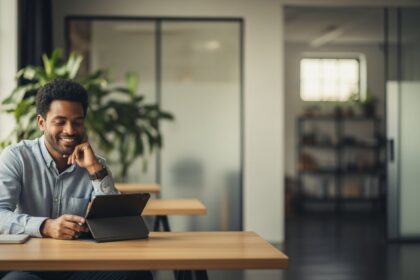 A wide shot of a modern