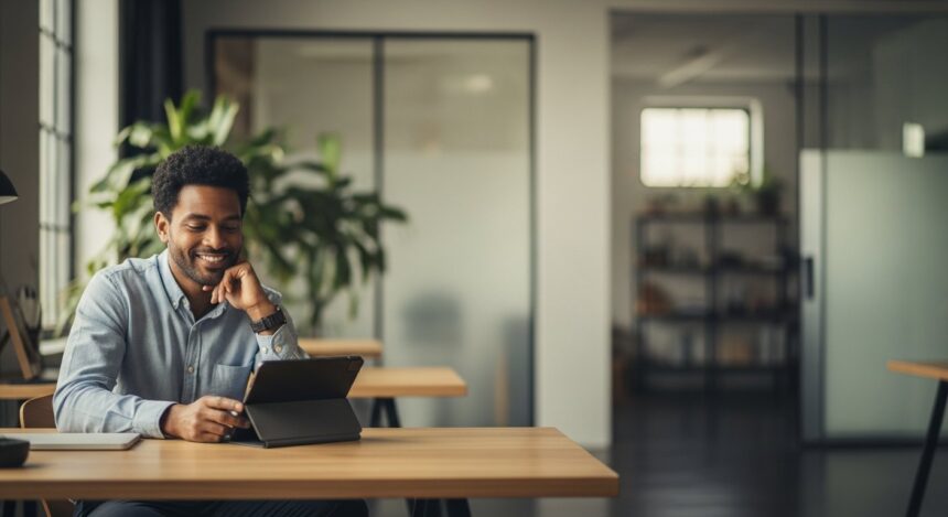 A wide shot of a modern