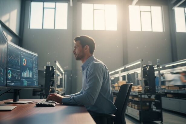 A wide-angle shot from a low perspective inside a modern